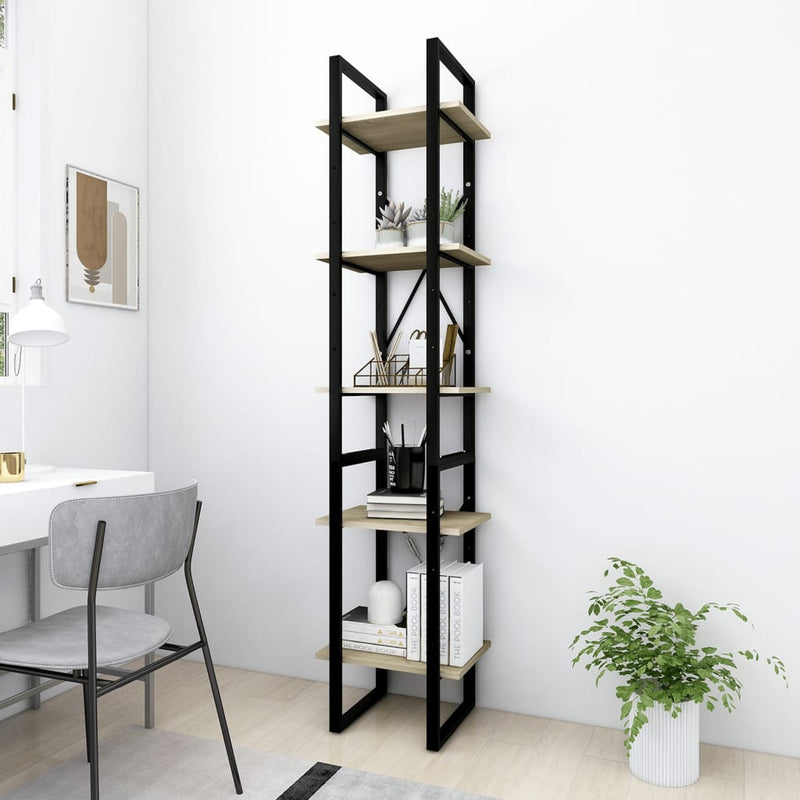 Boekenkast 5 schappen 40x30x175 cm bewerkt hout sonoma eiken MeubelReus