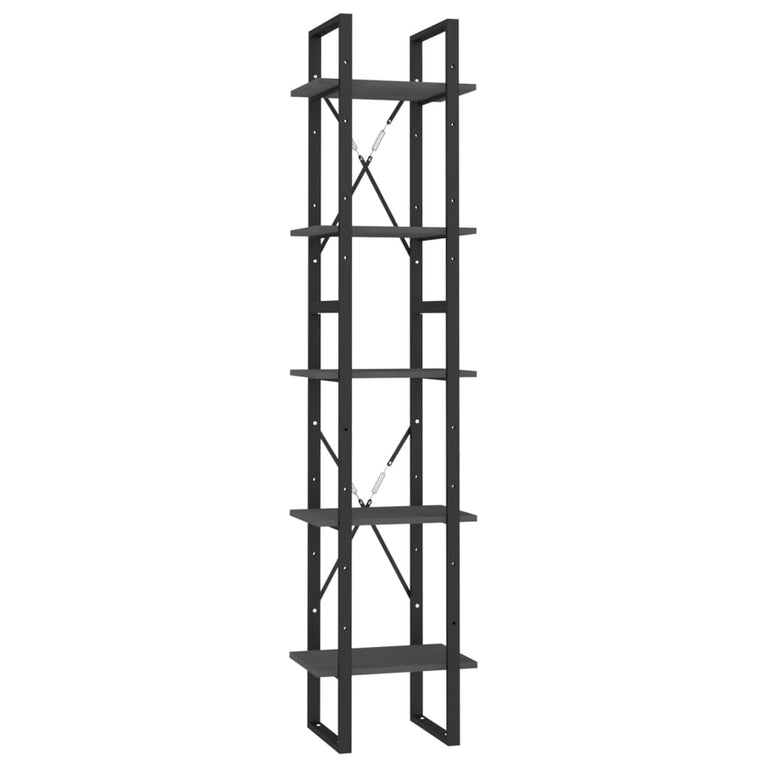 Boekenkast met 5 schappen 40x30x175 cm grenenhout grijs MeubelReus