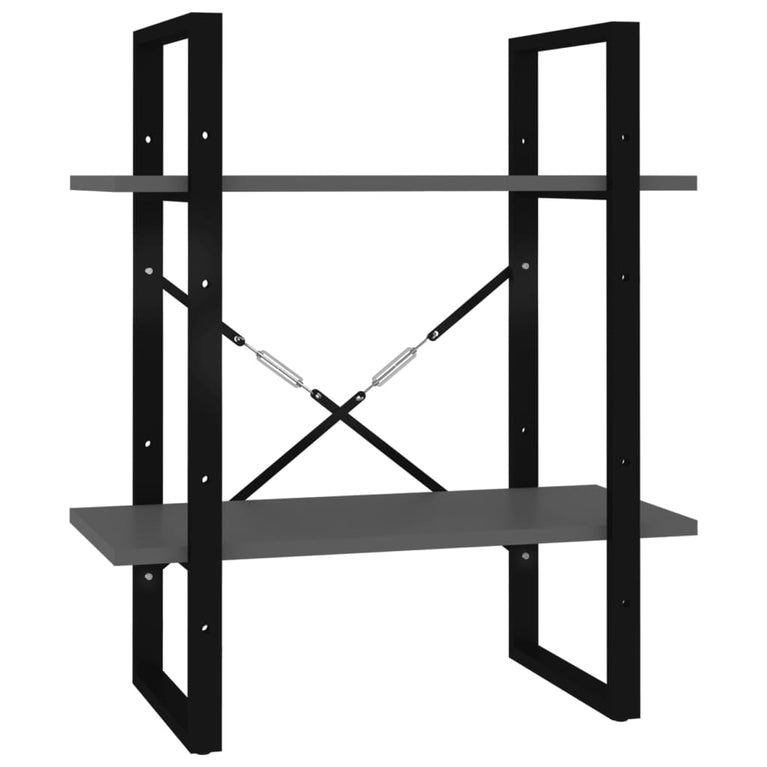 Boekenkast met 5 schappen 60x30x175 cm bewerkt hout grijs MeubelReus