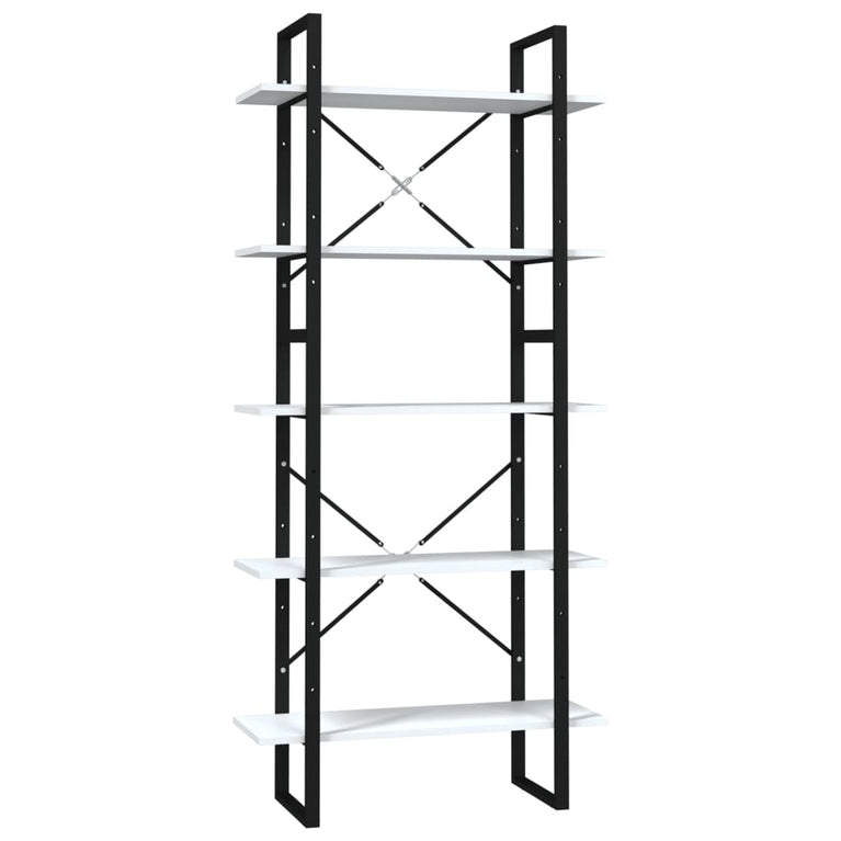 Boekenkast met 5 schappen 80x30x175 cm bewerkt hout wit MeubelReus