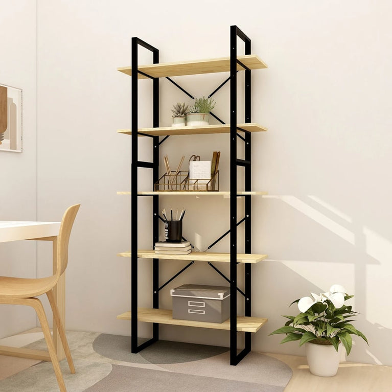 Boekenkast met 5 schappen 80x30x175 cm massief grenenhout MeubelReus