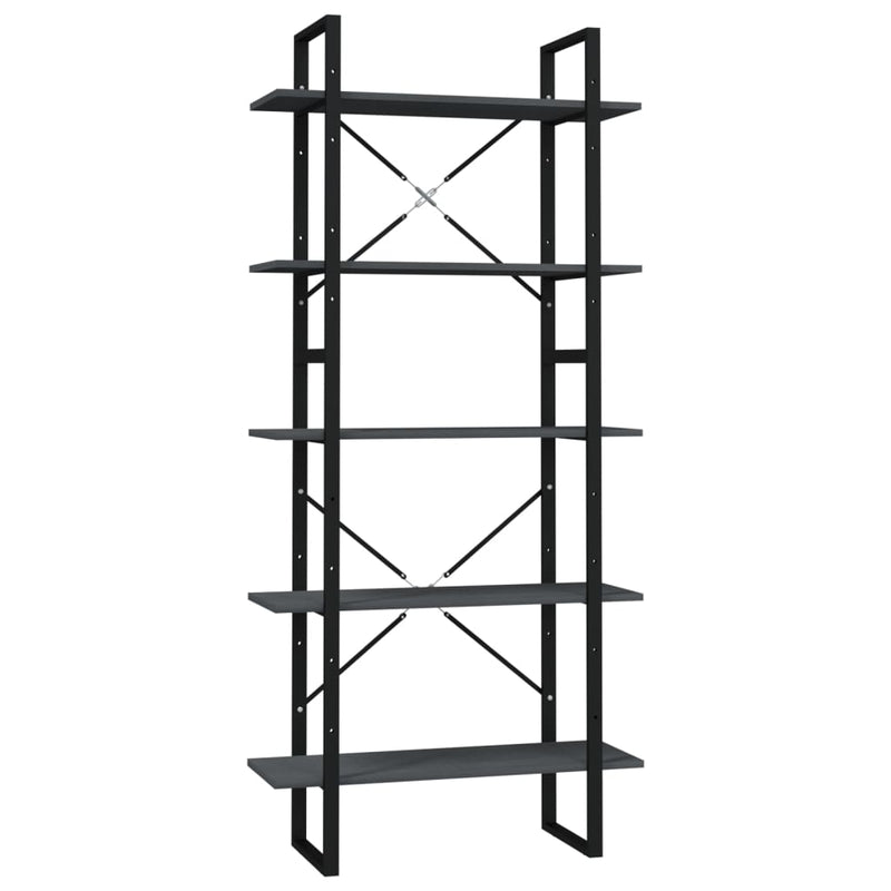 Boekenkast met 5 schappen 80x30x175 cm grenenhout grijs MeubelReus