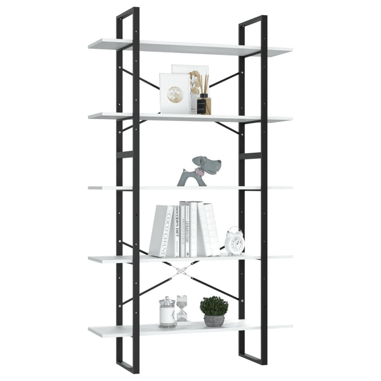Boekenkast met 5 schappen 100x30x175 cm bewerkt hout wit MeubelReus