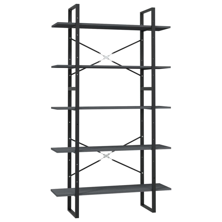 Boekenkast met 5 schappen 100x30x175 cm grenenhout grijs MeubelReus
