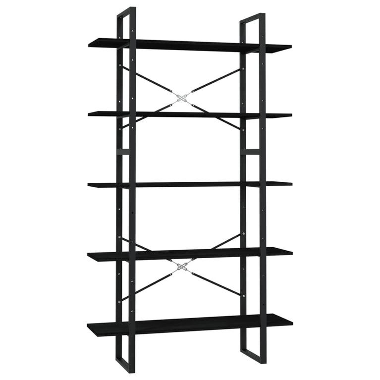 Boekenkast met 5 schappen 100x30x175 cm grenenhout zwart MeubelReus