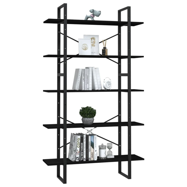 Boekenkast met 5 schappen 100x30x175 cm grenenhout zwart MeubelReus