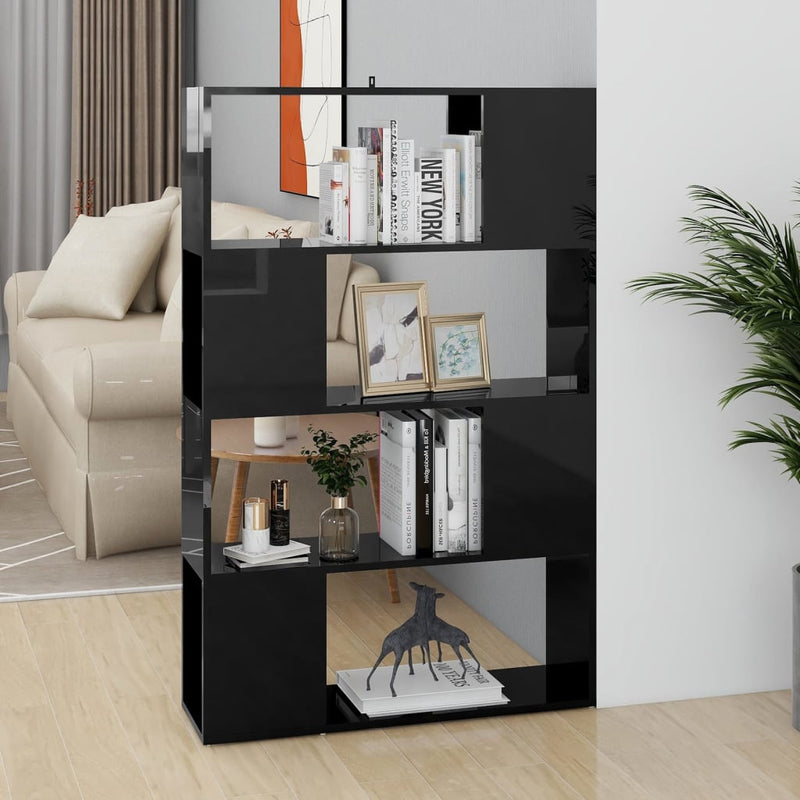 Boekenkast/kamerscherm 80x24x124,5 cm hoogglans zwart MeubelReus