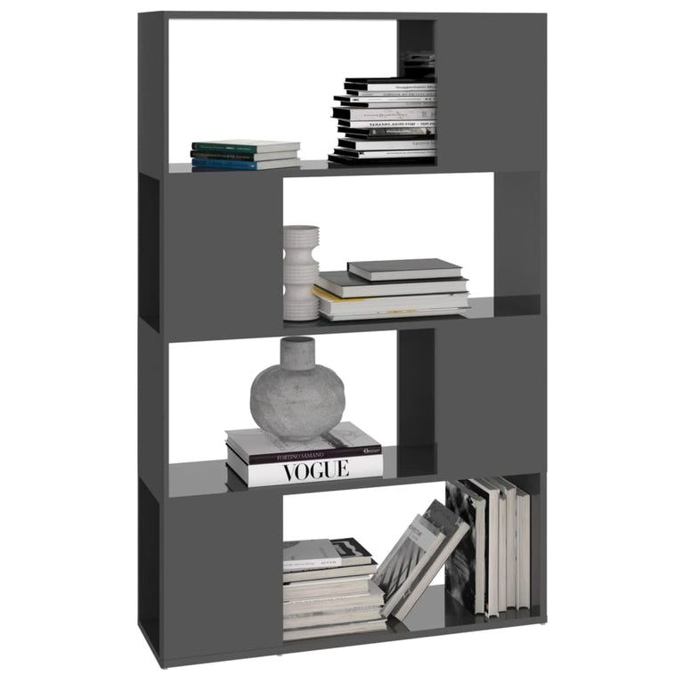 Boekenkast/kamerscherm 80x24x124,5 cm hoogglans grijs MeubelReus
