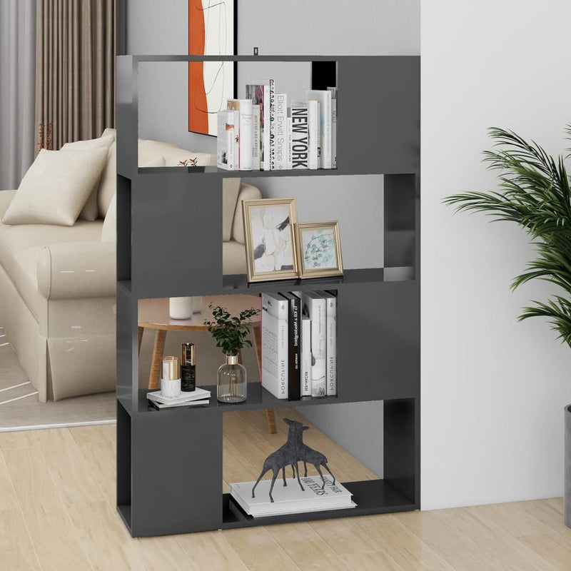 Boekenkast/kamerscherm 80x24x124,5 cm hoogglans grijs MeubelReus