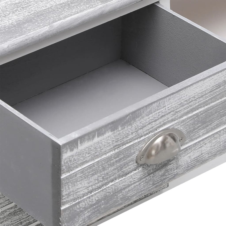 Tv-meubel 108x30x40 cm massief paulowniahout wit en grijs MeubelReus