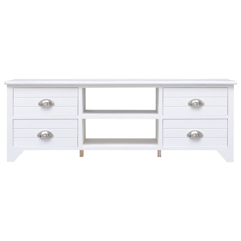 Tv-meubel 108x30x40 cm massief paulowniahout wit MeubelReus