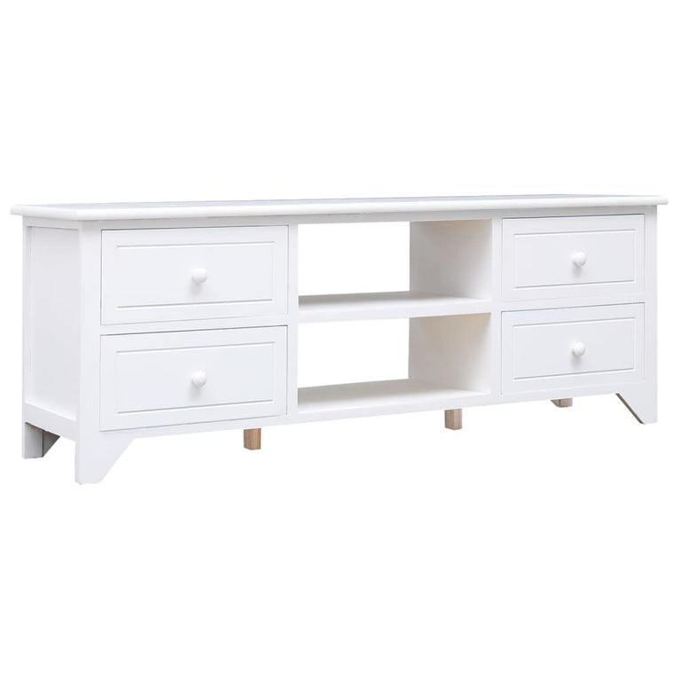 Tv-meubel 108x30x40 cm massief paulowniahout wit MeubelReus