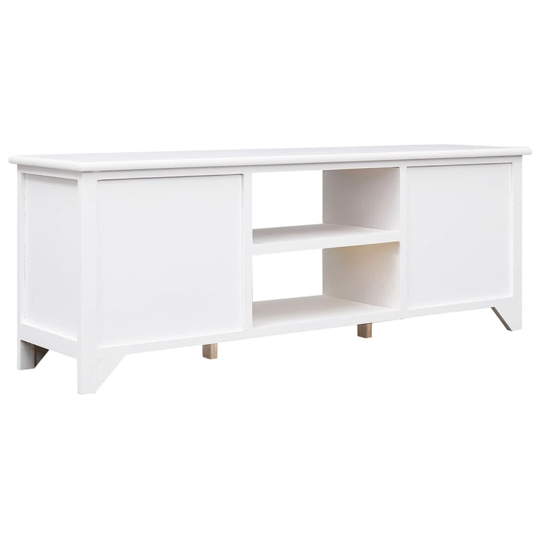 Tv-meubel 108x30x40 cm massief paulowniahout wit MeubelReus