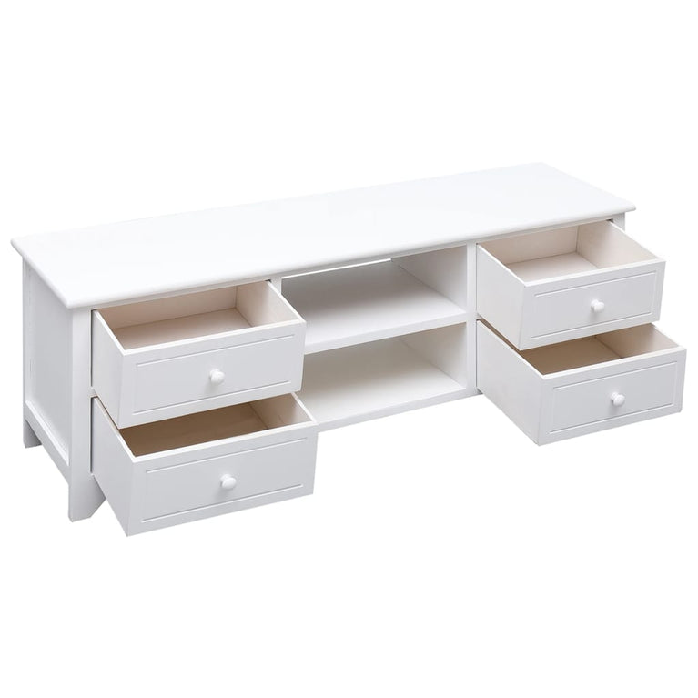 Tv-meubel 108x30x40 cm massief paulowniahout wit MeubelReus