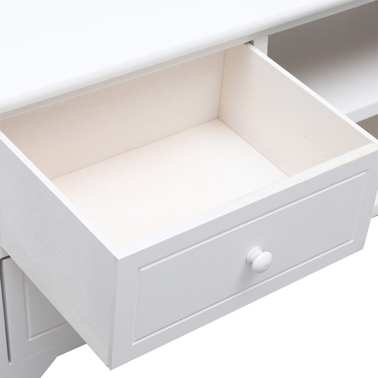 Tv-meubel 108x30x40 cm massief paulowniahout wit MeubelReus