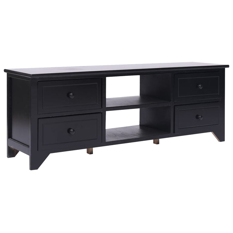 Tv-meubel 108x30x40 cm massief paulowniahout zwart MeubelReus