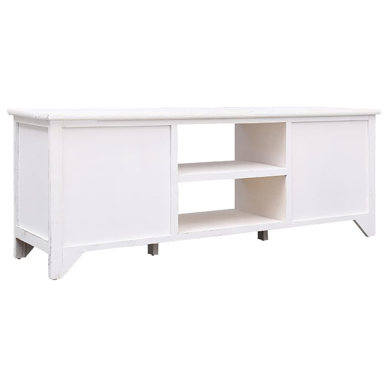 Tv-meubel 108x30x40 cm massief paulowniahout antiekwit MeubelReus