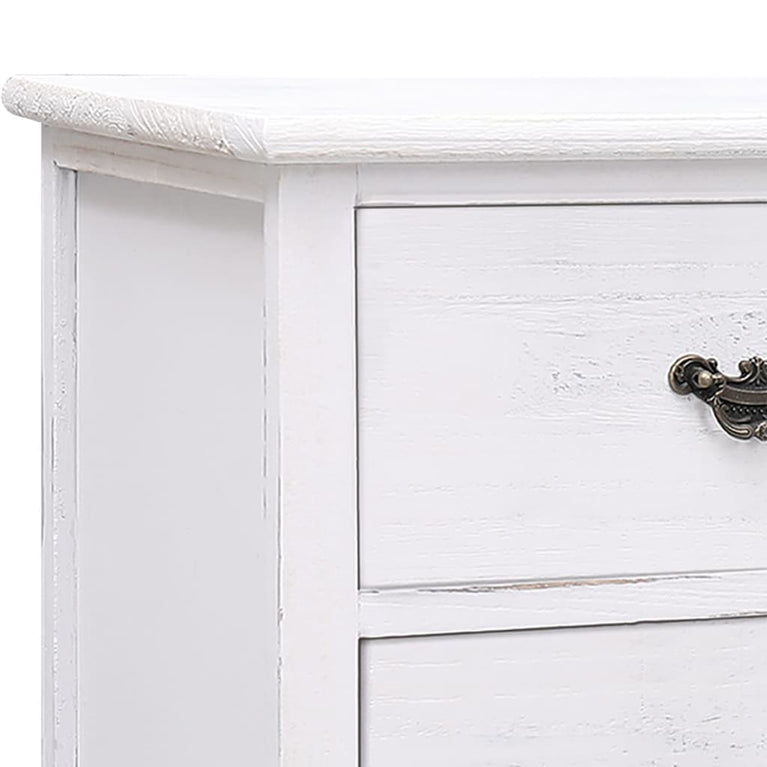 Tv-meubel 108x30x40 cm massief paulowniahout antiekwit MeubelReus
