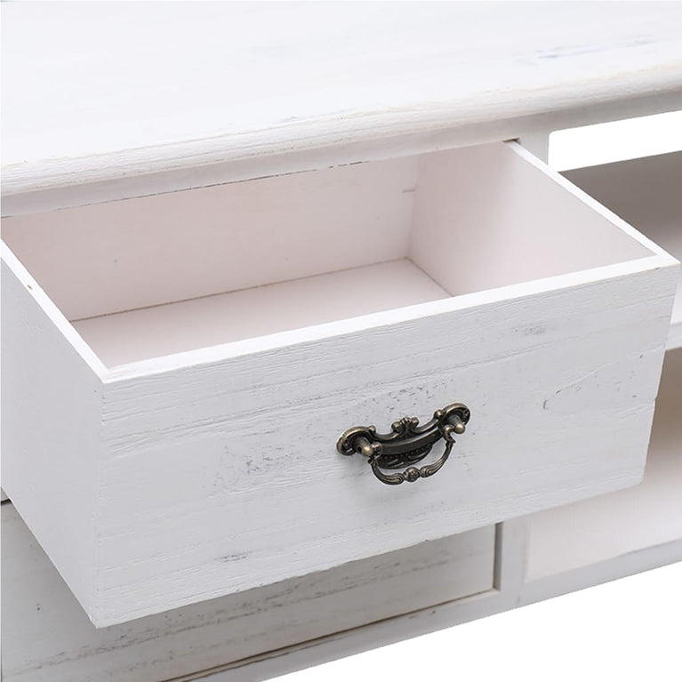 Tv-meubel 108x30x40 cm massief paulowniahout antiekwit MeubelReus