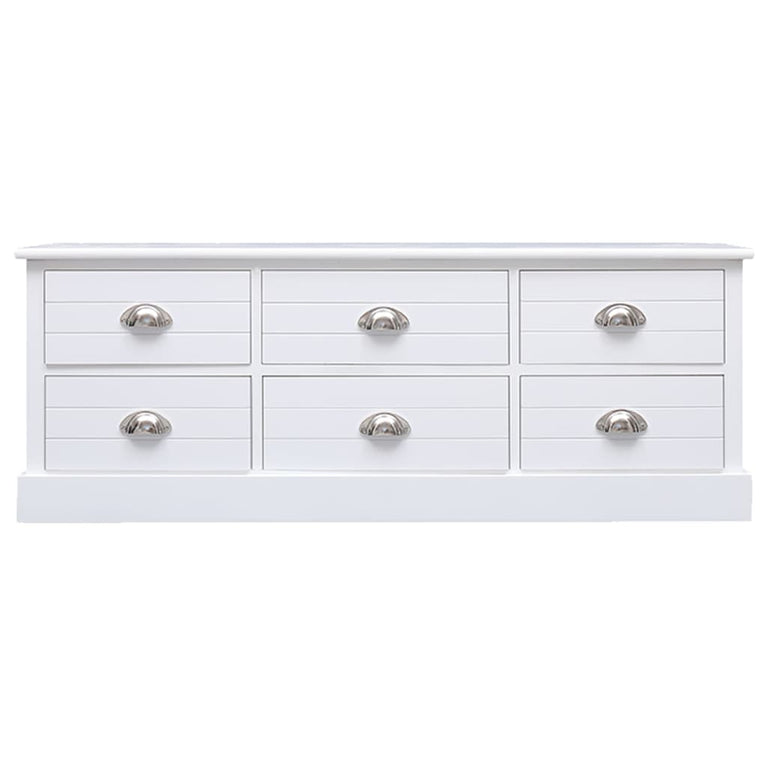Tv-meubel 108x30x40 cm massief paulowniahout wit MeubelReus