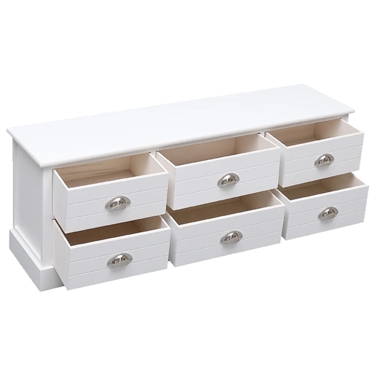 Tv-meubel 108x30x40 cm massief paulowniahout wit MeubelReus