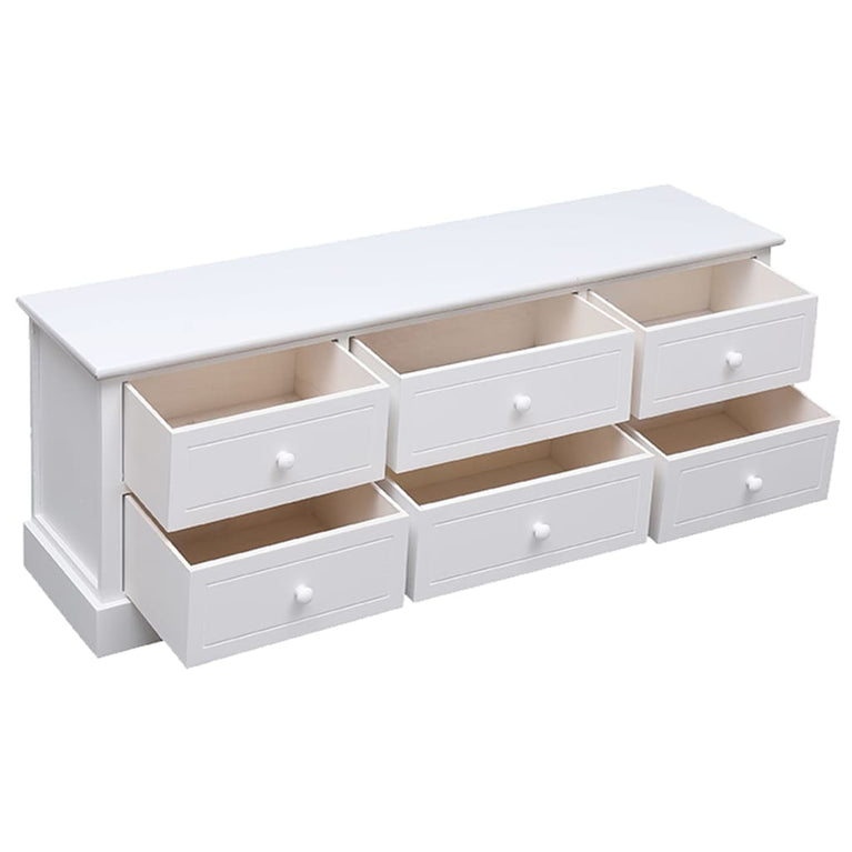 Tv-meubel 108x30x40 cm massief paulowniahout wit MeubelReus