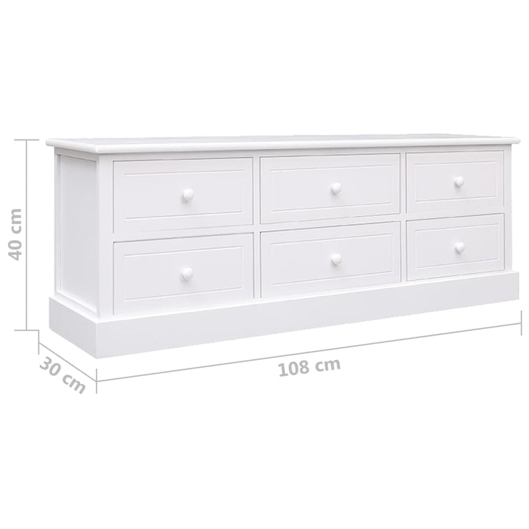 Tv-meubel 108x30x40 cm massief paulowniahout wit MeubelReus