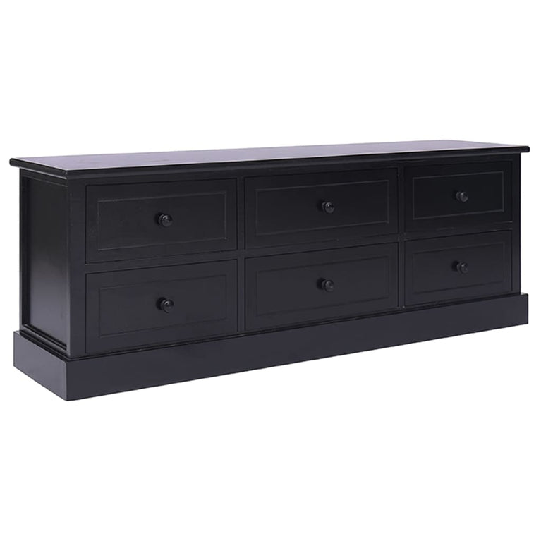 Tv-meubel 108x30x40 cm massief paulowniahout zwart MeubelReus