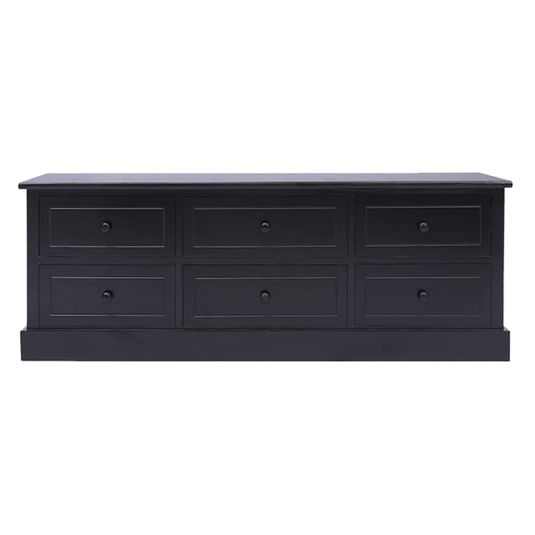 Tv-meubel 108x30x40 cm massief paulowniahout zwart MeubelReus