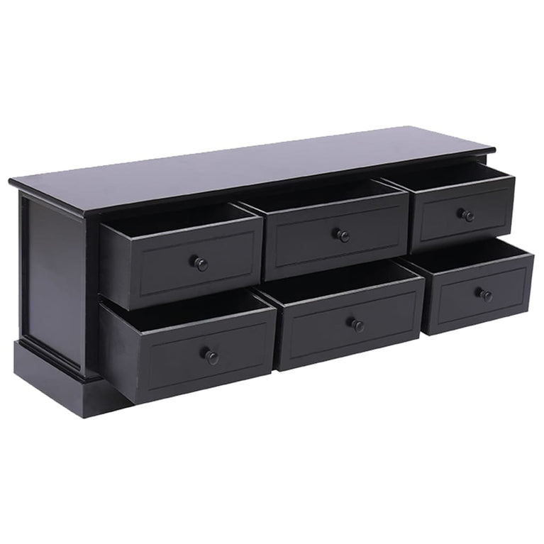 Tv-meubel 108x30x40 cm massief paulowniahout zwart MeubelReus