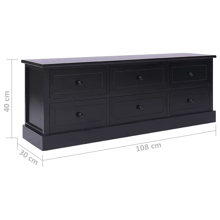 Tv-meubel 108x30x40 cm massief paulowniahout zwart MeubelReus