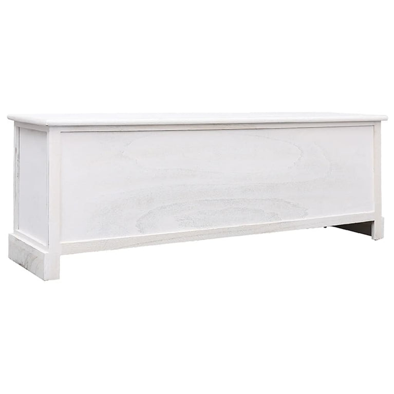 Tv-meubel 108x30x40 cm massief paulowniahout antiekwit MeubelReus