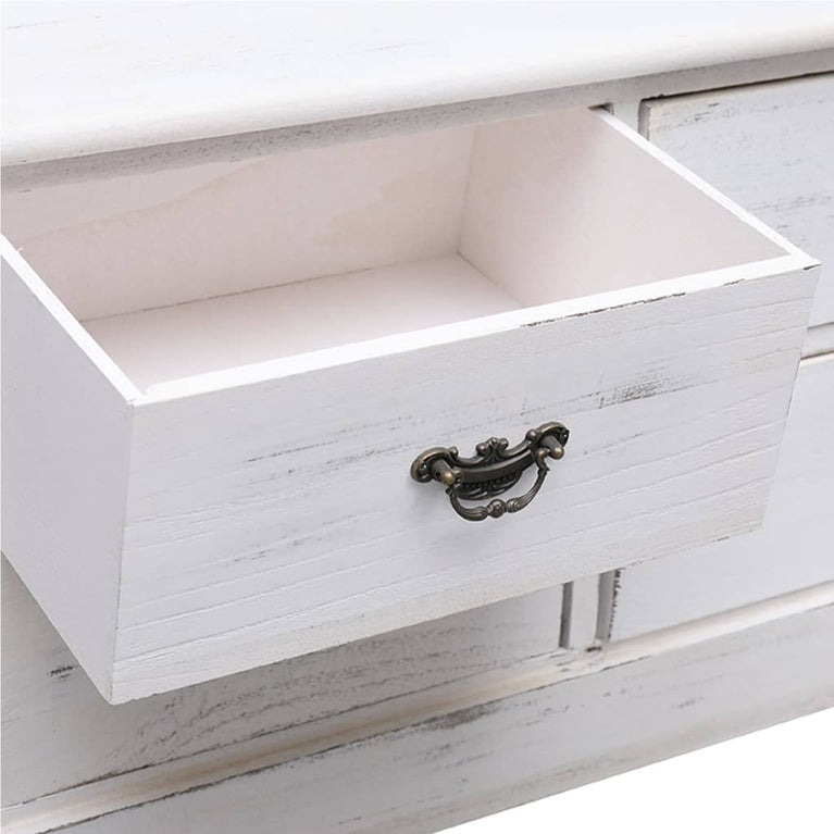 Tv-meubel 108x30x40 cm massief paulowniahout antiekwit MeubelReus