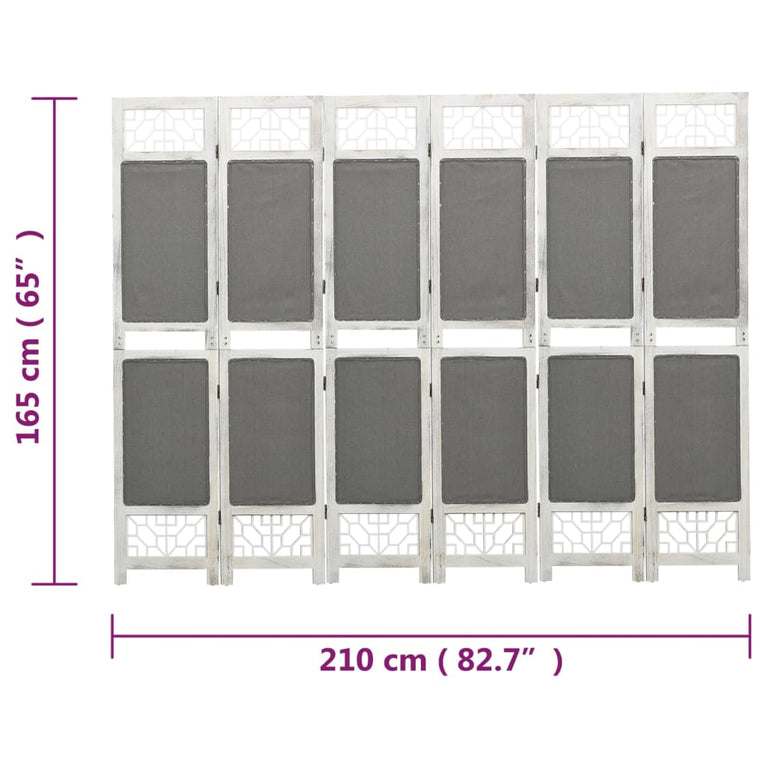 Kamerscherm met 6 panelen 210x165 cm stof grijs MeubelReus