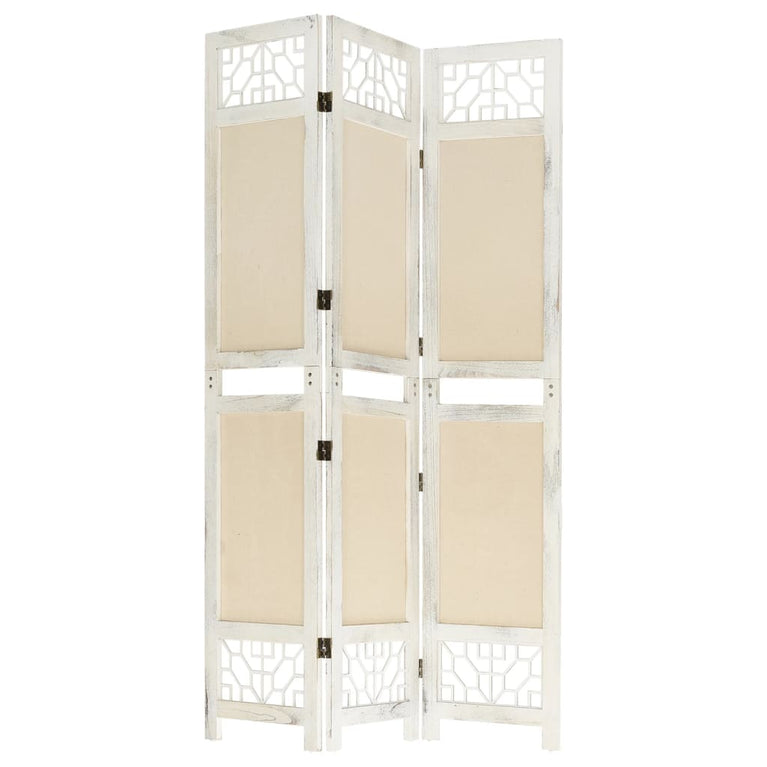 Kamerscherm met 3 panelen 105x165 cm stof crèmekleurig MeubelReus