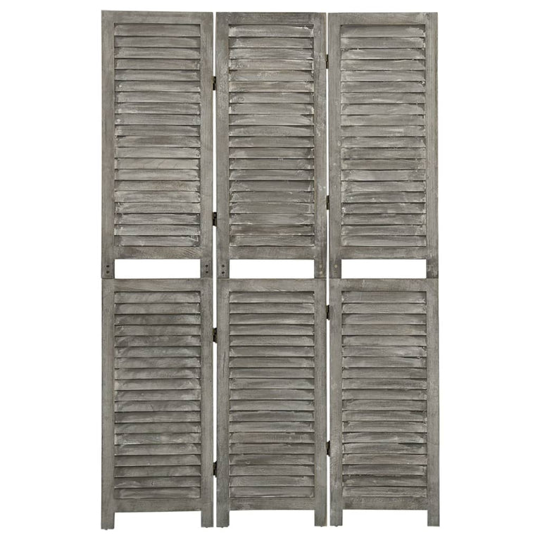 Kamerscherm met 3 panelen 106,5x166 cm massief hout grijs MeubelReus