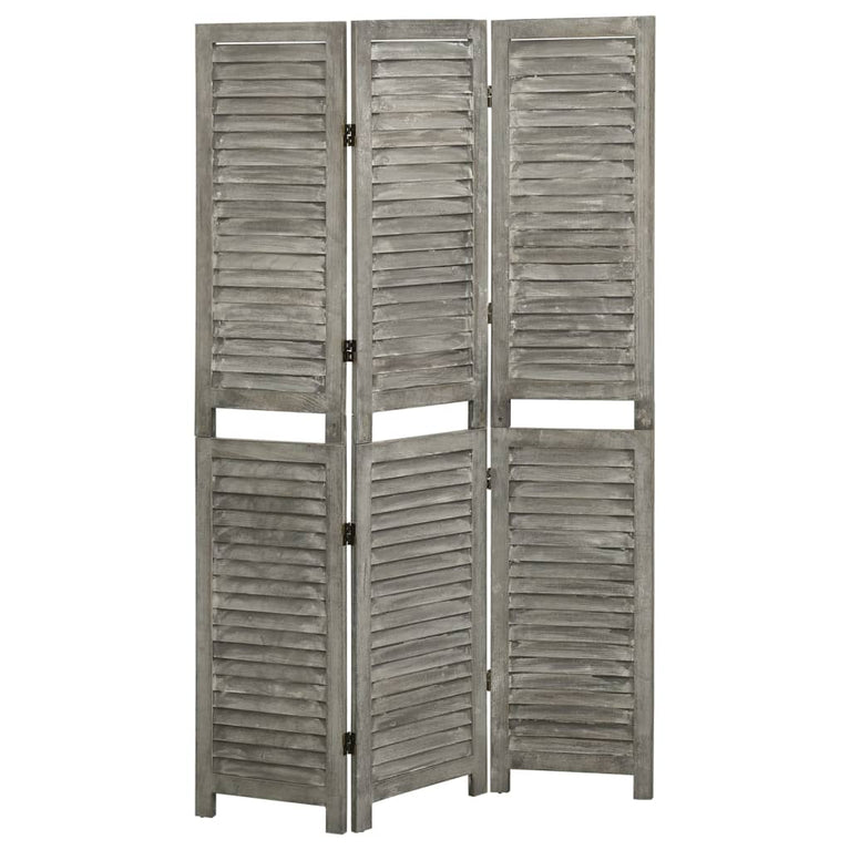 Kamerscherm met 3 panelen 106,5x166 cm massief hout grijs MeubelReus