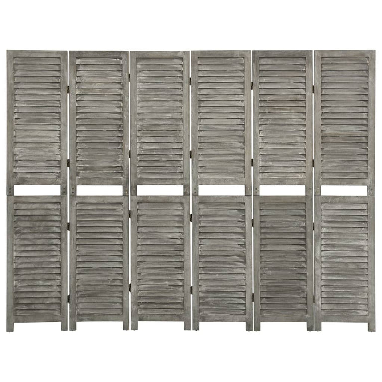 Kamerscherm met 6 panelen 214x166 cm massief hout grijs MeubelReus