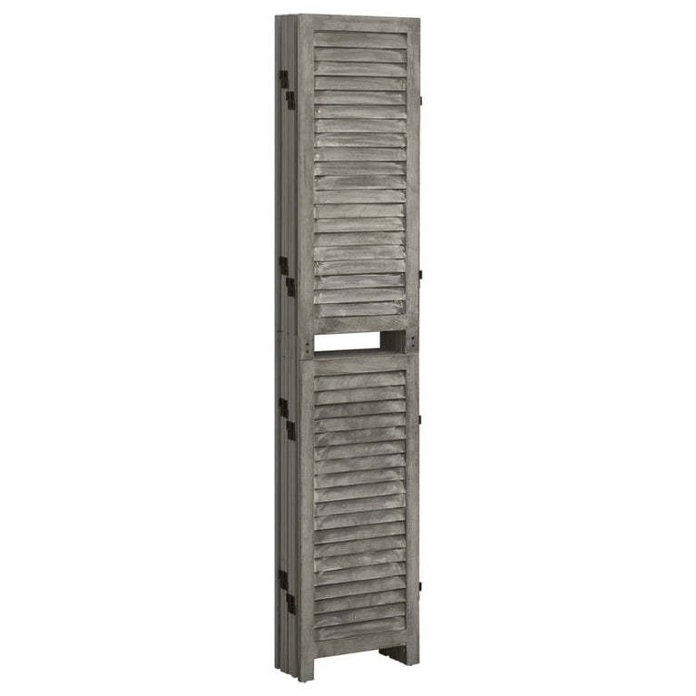 Kamerscherm met 6 panelen 214x166 cm massief hout grijs MeubelReus