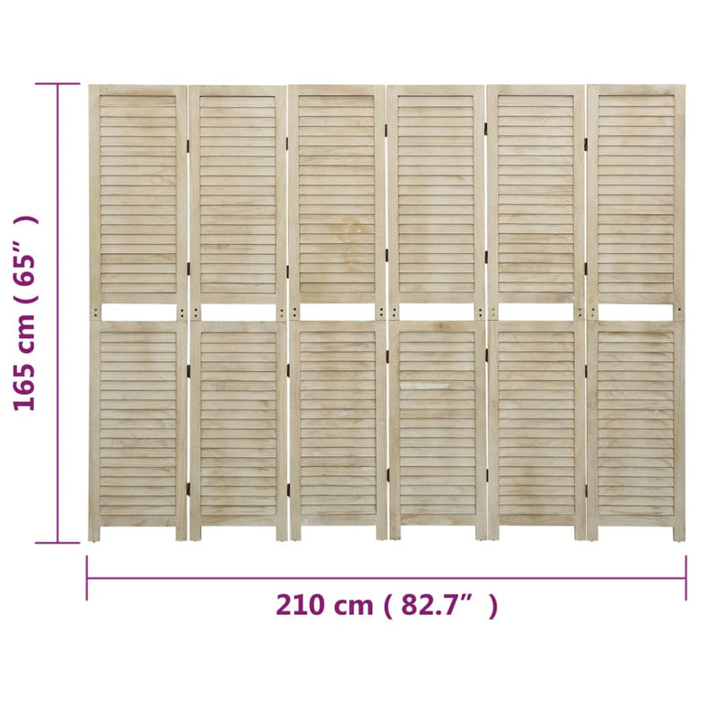 Kamerscherm met 6 panelen 210x165 cm massief paulowniahout MeubelReus