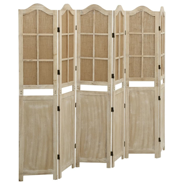 Kamerscherm met 6 panelen 214x165 cm stof bruin MeubelReus