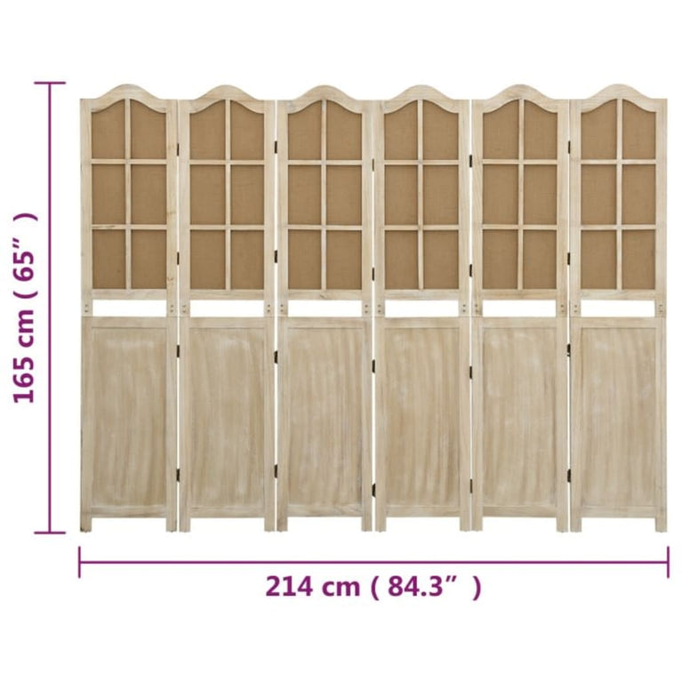 Kamerscherm met 6 panelen 214x165 cm stof bruin MeubelReus