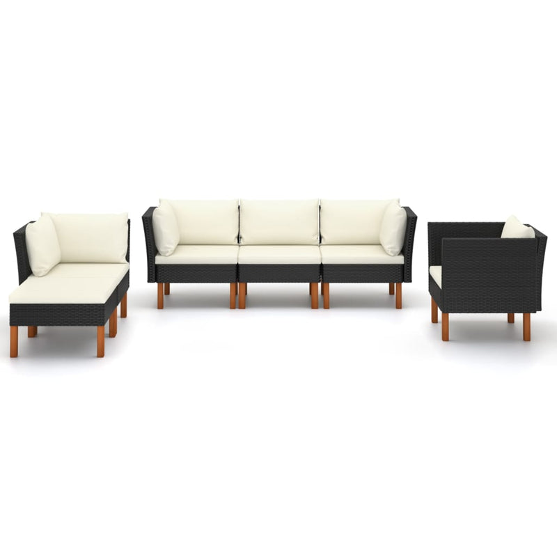6-delige Loungeset poly rattan en eucalyptushout zwart MeubelReus