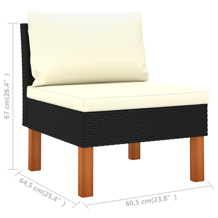 6-delige Loungeset poly rattan en eucalyptushout zwart MeubelReus