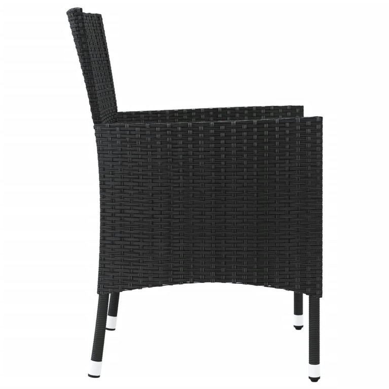 Tuinstoelen 4 st met kussens poly rattan zwart MeubelReus