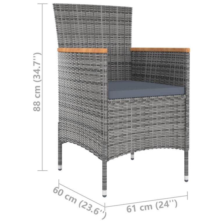 Tuinstoelen 4 st poly rattan grijs MeubelReus