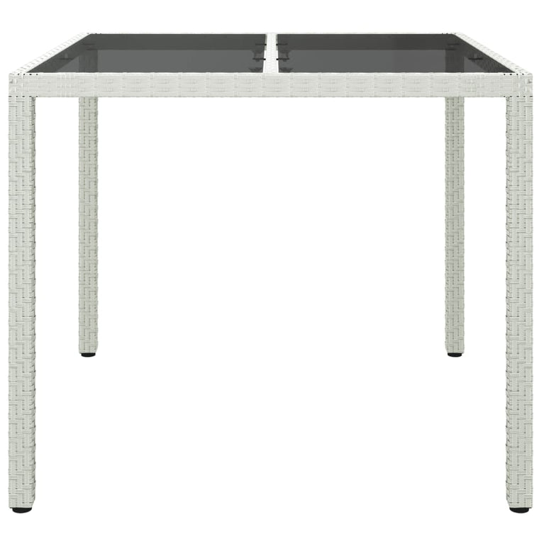 Tuintafel 90x90x75 cm gehard glas en poly rattan wit MeubelReus