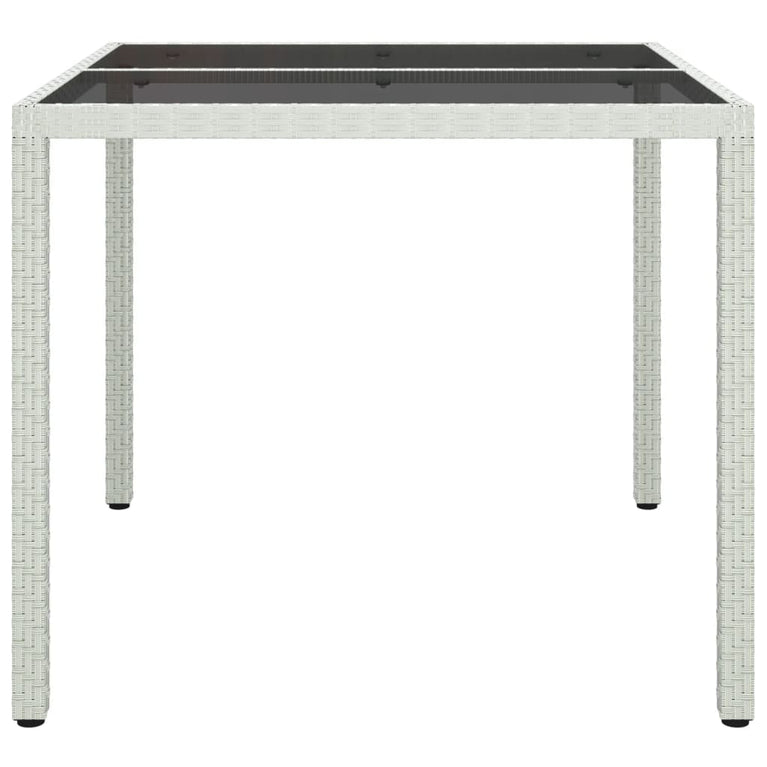 Tuintafel 90x90x75 cm gehard glas en poly rattan wit MeubelReus