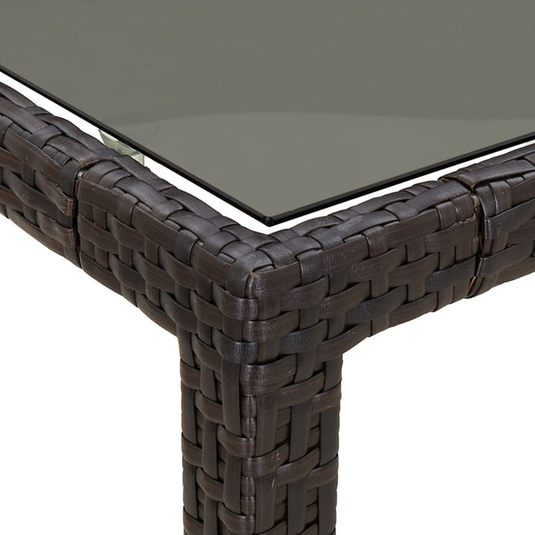 Tuintafel 150x90x75 cm gehard glas en poly rattan bruin MeubelReus