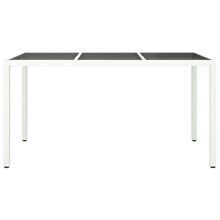 Tuintafel 150x90x75 cm gehard glas en poly rattan wit MeubelReus